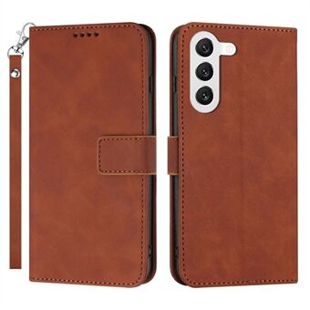 For Samsung Galaxy S23 Phone Case Magnetic Clasp PU Leather Stand Cell Phone Flip Wallet Cover with Strap