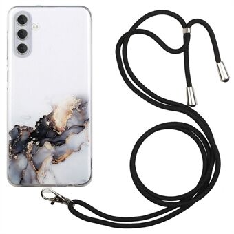 Phone Case for Samsung Galaxy S23, Drop Protection Marble Pattern Embossing TPU Protector Shell with Lanyard
