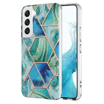 YB IMD Series-3 Soft TPU Phone Case for Samsung Galaxy S23, Marble Pattern IMD IML Double-sided Electroplating Protective Cover