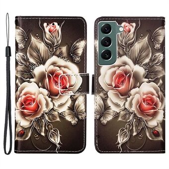 YB Pattern Printing Leather Series-4 for Samsung Galaxy S23 PU Leather Drop-proof Phone Case Wallet Stand Magnetic Clasp Cell Phone Cover