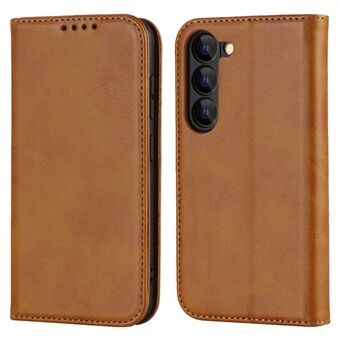 For Samsung Galaxy S23 Calf Texture PU Leather Case Magnetic Auto-absorbed Stand Wallet Phone Cover