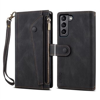 ESEBLE Star Series Flip Leather Wallet Case for Samsung Galaxy S23, PU Leather Multi-functional Zipper Pocket Stand Shockproof Cell Phone Cover with Hand Strap