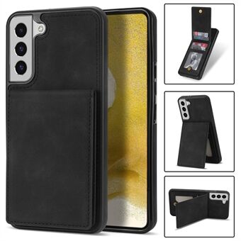 Solid Color Phone Case for Samsung Galaxy S23, Kickstand Design Back Cover RFID Blocking Multiple Card Slots Vertical Flip PU Leather Coated TPU Shell