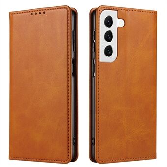 For Samsung Galaxy S23 Leather Cell Phone Case Stand Calf Texture Magnetic Closure Phone Cover with Wallet