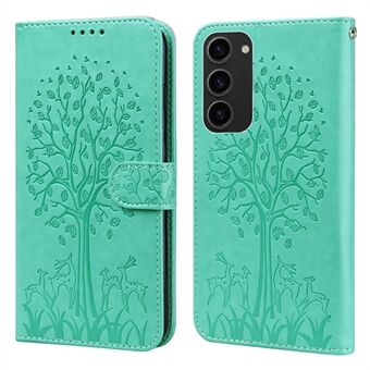 PU Leather Case for Samsung Galaxy S23 , Deer Tree Pattern Stand Wallet Phone Cover
