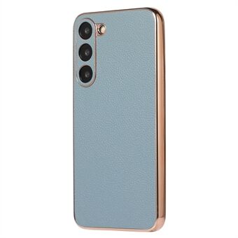 For Samsung Galaxy S23 Nano Electroplating Litchi Texture Cover Genuine Leather Coated TPU Phone Case