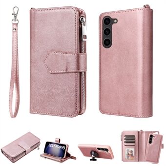 KT Multi-functional Series-4 Leather Phone Case for Samsung Galaxy S23 , Detachable Zipper Pocket Wallet Stand Cover