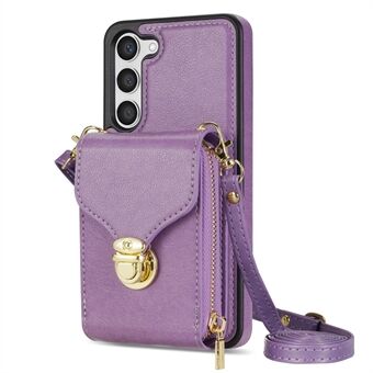 For Samsung Galaxy S23 PU Leather + TPU Protective Case Zipper Card Holder Kickstand Phone Cover
