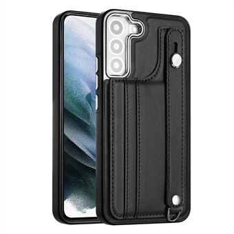 YB Leather Coating Series-5 For Samsung Galaxy S23 Card Slots Shockproof Cover Leather Coated TPU Kickstand Case