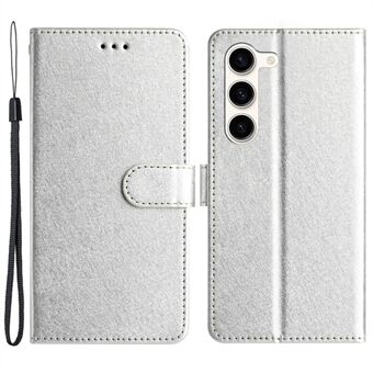 PU Leather Case for Samsung Galaxy S23 , Silk Texture Anti-drop Phone Cover with Stand