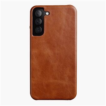 MELKCO For Samsung Galaxy S23 Waxy Genuine Cow Leather Coated PC Case Incomplete Phone Case
