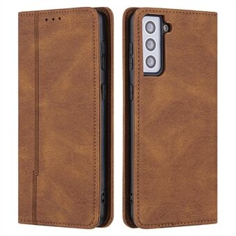 Lines Imprinted Leather Phone Case for Samsung Galaxy S23 Skin-touch Stand Wallet Phone Cover