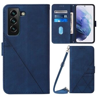 YB Imprinting Series-2 For Samsung Galaxy S23+ Business  PU Leather Stand Wallet Case Imprinted Lines Phone Cover with Shoulder Strap