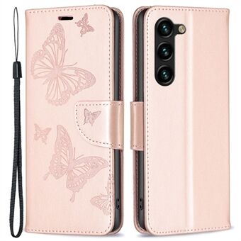 BF Imprinting Pattern Series-4 for Samsung Galaxy S23+ PU Leather Flip Phone Case Imprinted Butterflies Stand Wallet Folio Cover