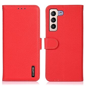 KHAZNEH For Samsung Galaxy S23+ Genuine Leather Shockproof Wallet Cover Litchi Texture Viewing Stand Phone Case
