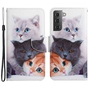 For Samsung Galaxy S23+ Cross Texture PU Leather Shockproof Phone Case Pattern Printing Wallet Stand Folio Flip Cover