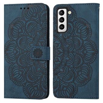 For Samsung Galaxy S23+ Mandala Flower Imprinted Folio Flip Phone Case PU Leather Stand Wallet Cover with Strap