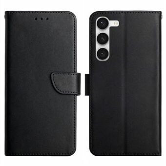 For Samsung Galaxy S23+ HT02 Nappa Texture Magnetic Clasp Phone Case Genuine Leather Wallet Stand Cover