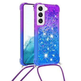 YB Quicksand Series-6 For Samsung Galaxy S23+ Phone Shell Anti-drop Gradient Color TPU Case Flowing Liquid Quicksand Phone Cover with Lanyard