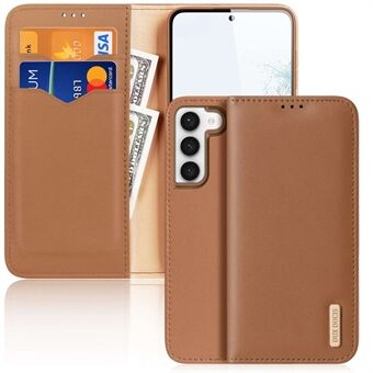 DUX DUCIS Hivo Series Shockproof Case for Samsung Galaxy S23+ Wallet Phone Case RFID Blocking Genuine Leather Folio Flip Cover Stand