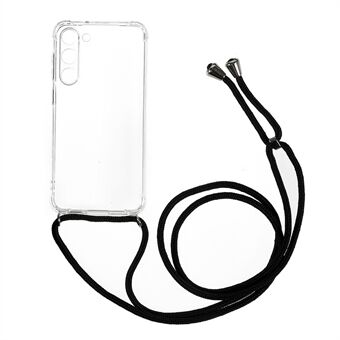 For Samsung Galaxy S23+ Transparent Anti-drop Soft TPU Case Four Corner Anti-Drop Phone Back Cover with Lanyard