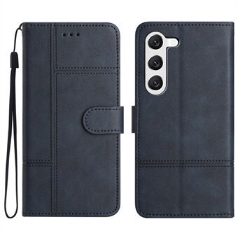 For Samsung Galaxy S23+ Cowhide Texture Business Style Splash-proof PU Leather Flip Cover Wallet Stand Phone Case