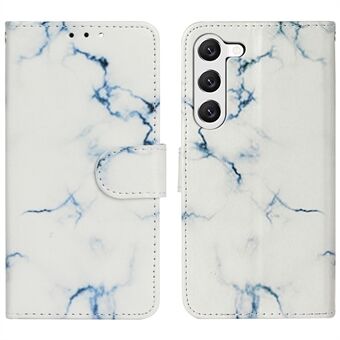 Anti-scratch Phone Cover For Samsung Galaxy S23+ Marble Pattern Printing PU Leather Flip Wallet Case Stand