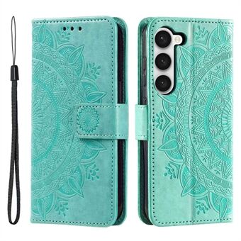 For Samsung Galaxy S23+ Mandala Flower Imprinted PU Leather Flip Stand Wallet Case Magnetic Clasp Full Protection Cover
