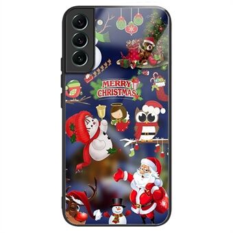For Samsung Galaxy S23+ Anti-scratch Protective Cover TPU+Tempered Glass Christmas Pattern Printing Phone Shockproof Case