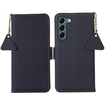 TJ Series for Samsung Galaxy S23+ RFID Blocking Genuine Cowhide Leather Wallet Case TPU Inner Shell Flip Stand Phone Cover