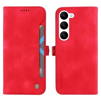 YIKATU YK-002 For Samsung Galaxy S23+ Skin-touch Feeling PU Leather Case with Outer Card Slots, Stand Magnetic Clasp Shockproof Flip Wallet Phone Cover