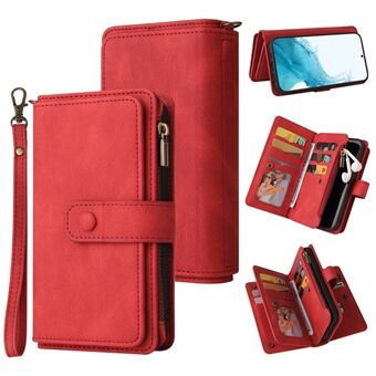 For Samsung Galaxy S23+ KT Multi-Functional Series-2 Fall-proof Phone Shell, Multiple Card Slots Skin-touch Feeling Stand Wallet Flip Leather Case with Zipper Pocket