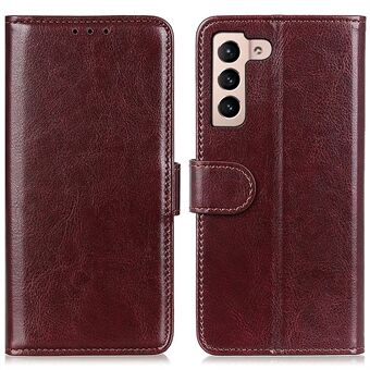 Phone Shell for Samsung Galaxy S23+, All-round Shockproof Wallet Phone Case Crazy Horse Texture Magnetic Clasp PU Leather Flip Cover
