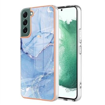 For Samsung Galaxy S23+ YB IMD Series-16 Style E Electroplating Frame TPU Cover 2.0mm IMD Marble Pattern Cell Phone Case
