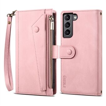 ESEBLE Star Series Drop-proof Phone Case for Samsung Galaxy S23+, PU Leather Multi-functional Magnetic Closure Wallet Stand Cell Phone Cover with Hand Strap