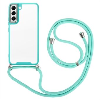 For Samsung Galaxy S23+ Drop-proof Phone Case with Long Lanyard Electroplating Lens Frame TPU + Acrylic Thickend Mobile Phone Cover