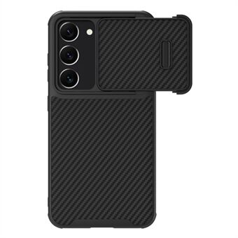 NILLKIN For Samsung Galaxy S23+ Carbon Fiber Anti-drop Phone Cover PC+TPU Case with Slide Camera Protection