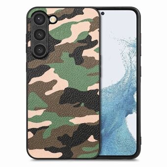 Phone Case for Samsung Galaxy S23+, Camouflage Pattern Leather Coated PC+TPU Precise Cutout Phone Cover
