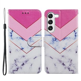 For Samsung Galaxy S23+ Anti-fall PU Leather Cover Pattern Printing Wallet Stand Protective Phone Case with Strap