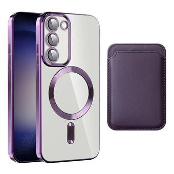 For Samsung Galaxy S23+ Magnetic Phone Case TPU + PC Clear Phone Cover with Card Holder