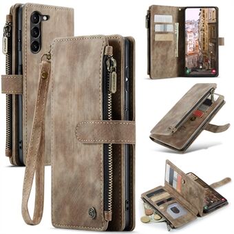 CASEME C30 Series for Samsung Galaxy S23+ PU Leather Phone Case Card Slots Zipper Pocket Stand Cover