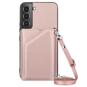 YB-1 Series Skin-touch Phone Cover for Samsung Galaxy S23+ Card Holder Kickstand PU Leather Phone Case Shoulder Bag