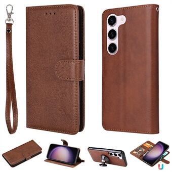 KT Leather Series-3 for Samsung Galaxy S23+ Magnetic Detachable PU Leather Phone Case Folding Stand Wallet Protective Cover with Strap