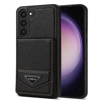 N.BEKUS For Samsung Galaxy S23+ Kickstand Cover RFID Blocking Card Holder PU Leather Coated TPU Phone Case