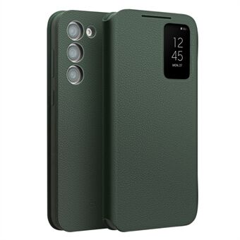 QIALINO Auto Wake / Sleep Phone Case for Samsung Galaxy S23+ Card Slot Genuine Cow Leather+TPU Phone Case