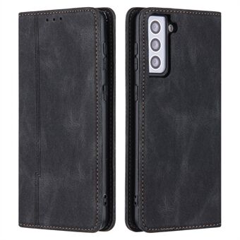 Lines Imprinted Wallet Phone Stand Case for Samsung Galaxy S23+ PU Leather Skin-touch Phone Cover