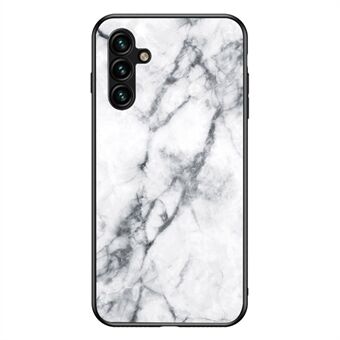 For Samsung Galaxy A54 5G Marble Pattern Printing Tempered Glass + PC + TPU Hybrid Cover Anti-scratch Phone Case