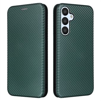 For Samsung Galaxy A54 5G Carbon Fiber Texture Magnetic PU Leather Anti-scratch Phone Case Stand Drop-proof Mobile Phone Cover with Card Slot