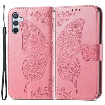 For Samsung Galaxy A54 5G PU Leather Imprinted Butterfly Pattern Phone Case Stand Wallet Folio Flip Cover with Strap