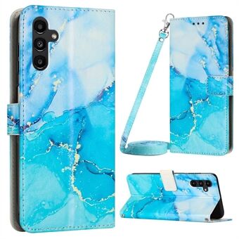 For Samsung Galaxy A54 5G Marble Pattern Phone Case PU Leather Stand Phone Wallet Cover with Shoulder Strap